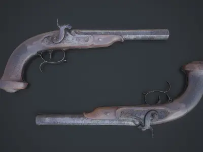 Old pistols Low-poly 3D model