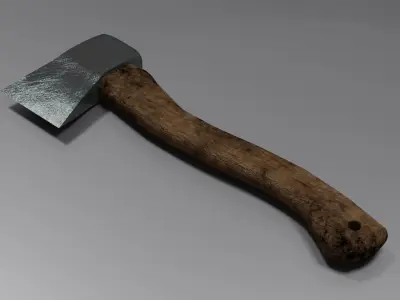 Simple Hatchet with Wooden Handle Free 3D model