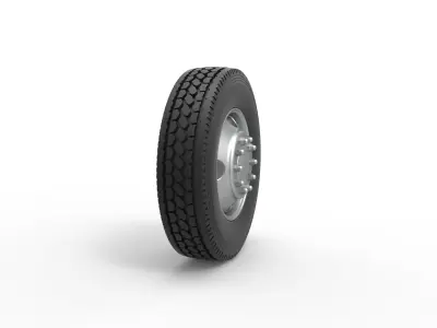 4 Hole front wheel of old school truck Scale 1 to 25 3D print model