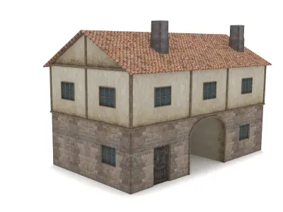 Medieval Gate House Low-poly 3D model