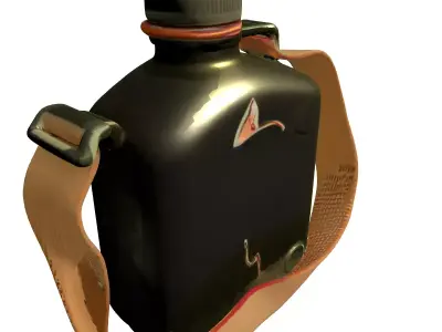Military Canteen Bottle with Strap Low-poly 3D model