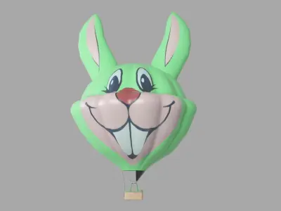 Rabbit Hot Air Balloon Low-poly 3D model