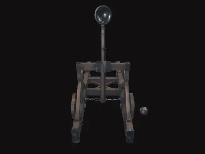 Medieval Catapult V01 New Low-poly 3D model