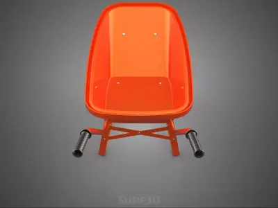ORANGE CONSTRUCTION WHEELBARROW CART TROLLEY DOLLY BUILDING SITE 3D model