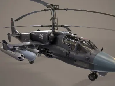 Kamov Ka-52 Alligator Dark Basic Animation Low-poly 3D model