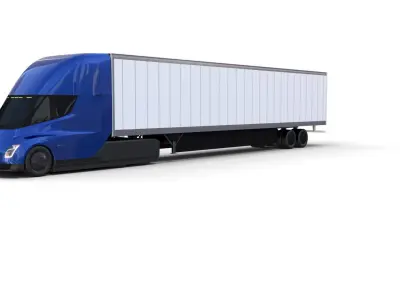 Tesla Truck Blue w trailer 3D model