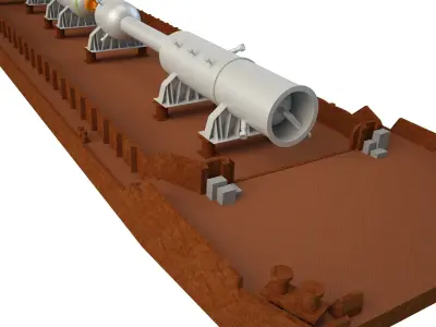 Cargo Barge OIL Refinery Rust Low-poly 3D model
