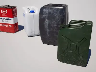  Oil Canister Pack Low-poly 3D model