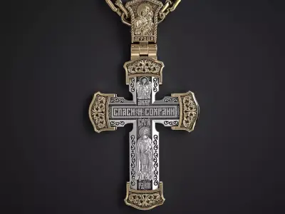 ORTHODOX CROSS WITH THE FACES OF SAINTS  3D print model