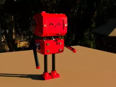 RED CUTE ROBOT Free low-poly 3D model