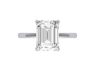 Emerald Solitaire Ring 3D print model 7