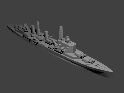 British Town Class Cruiser Warship 3D print model