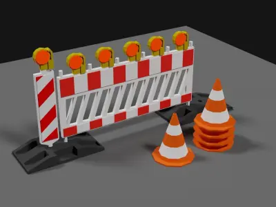 Lowpoly Street Construction Barrier Low-poly 3D model