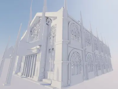medival cathedral or throne room Low-poly 3D model