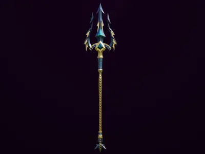  4 Fantasy Tridents All PBR Unity UE Textures Included 