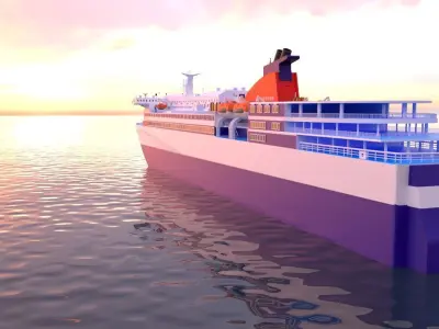Realistic Game Ready Ferry Cruise Passenger Ship 3D model