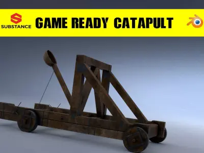 Game ready medieval catapult  Free low-poly 3D model