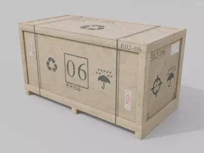 Long Horizontal Wooden Crate - Customizable Shipping Box Low-poly 3D model