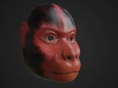 Japanese Monkey Mask Kyogen theater Noh theater Noh-kyogen Low-poly 3D model