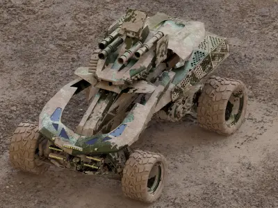 Buggi Drone vehicle weapon Low-poly 3D model