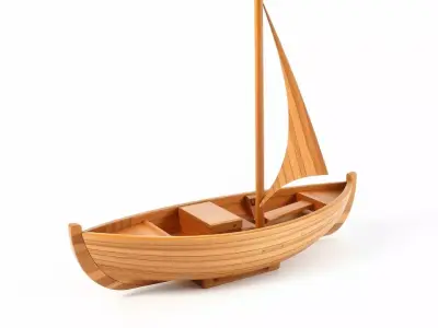 Wooden Sailboat Model Pack for Nautical Scenes Low-poly 3D model