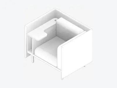 Sofa - Contemporary - Flame - Chair - Work Shelf - Left Low-poly 3D model