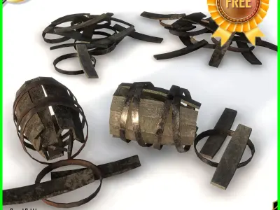 Barrel Rubble Pack Free low-poly 3D model