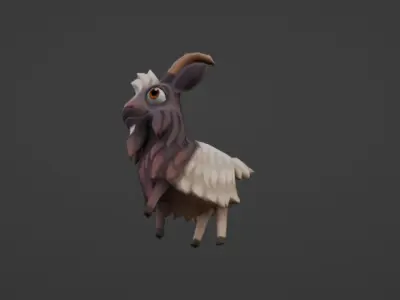 Cute Goat Low-poly 3D model
