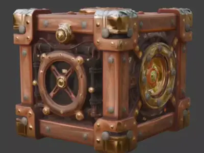Steampunk Industrial Power Crate 3D Model Low-poly 3D model