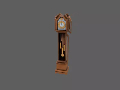 Standing clock Low-poly 3D model