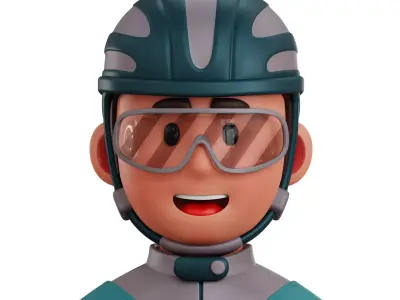 Cycling Player Avatar 3D Icon Low-poly 3D model