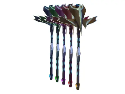 a set of cutting weapons Low-poly 3D model 9