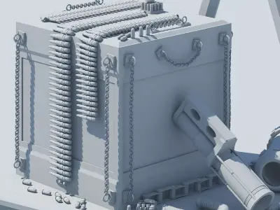 Guns collection metal box with gun Low-poly 3D model