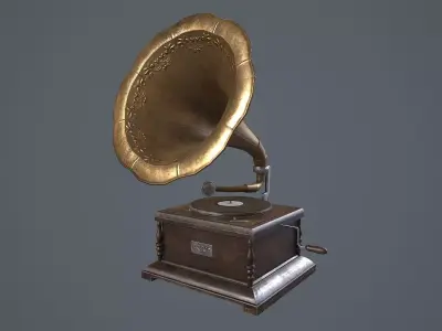 Antique Gramophone Low-poly 3D model