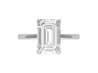 Emerald Solitaire Ring 3D print model 10