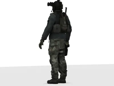 Spec Ops Soldier Rigged Low Poly Game-Ready Low-poly 3D model