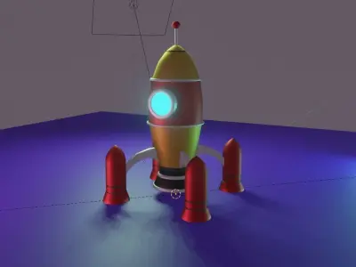 Cartoon Rocket Low-poly 3D model 5