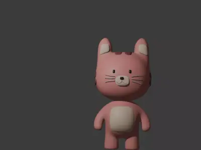 Cute Chubby Cat 3D Model  Stylized Cartoon Character  Low-poly 3D model