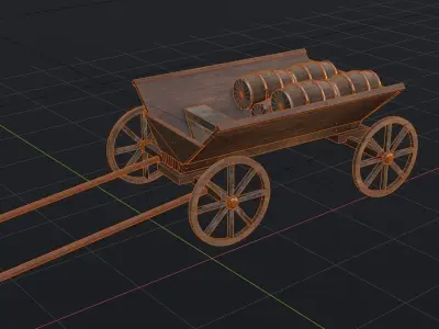 Cart MedevialProps Game Ready Low Poly 3D Model Low-poly 3D model