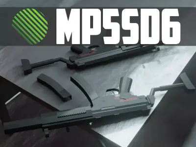 HK mp5sd6 low poly Low-poly 3D model