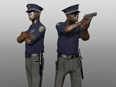 StreetCop police officer wearing sunglasses Low-poly 3D model