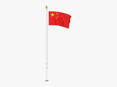 ChinaFlagStandPoleAnimated 3D model