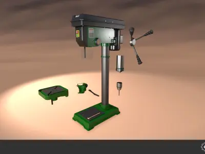 Stand Drill Set Low-poly 3D model