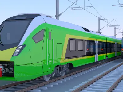 Stadler Flirt and Siemens Vectrain on bridge 3D model