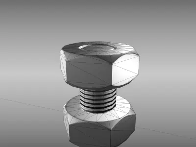 Low-Poly Nut and Bolt Low-poly 3D model