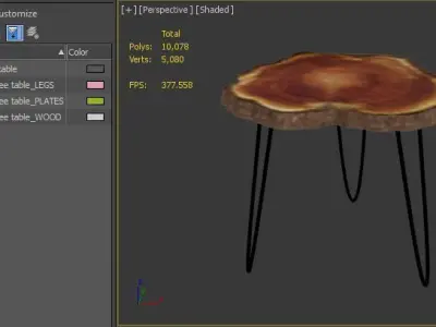 Tree Trunk Rustic Coffee Table 3D model