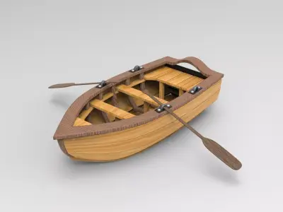 Wood Boat Low-poly 3D model get