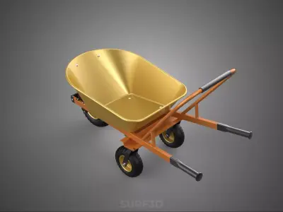 TRI CASTOR SWIVEL WHEEL WHEELBARROW BARROW ERGONOMIC HANDLE DUMP 3D model