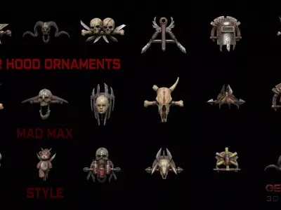Car Hood Ornaments Mad Max Style   Low-poly 3D model