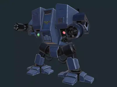 dreadnought robot with two guns Low-poly 3D model